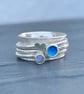 Silver Spinner Ring, fidget ring, moonstone ring, enamel ring, spinning ring, - Image 1
