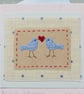 Two Little Bluebirds hand-stitched detailed miniature, a card to keep - Image 2