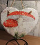 Autumn Toadstools Large Hand Painted Decoupaged Slate Heart - Image 2