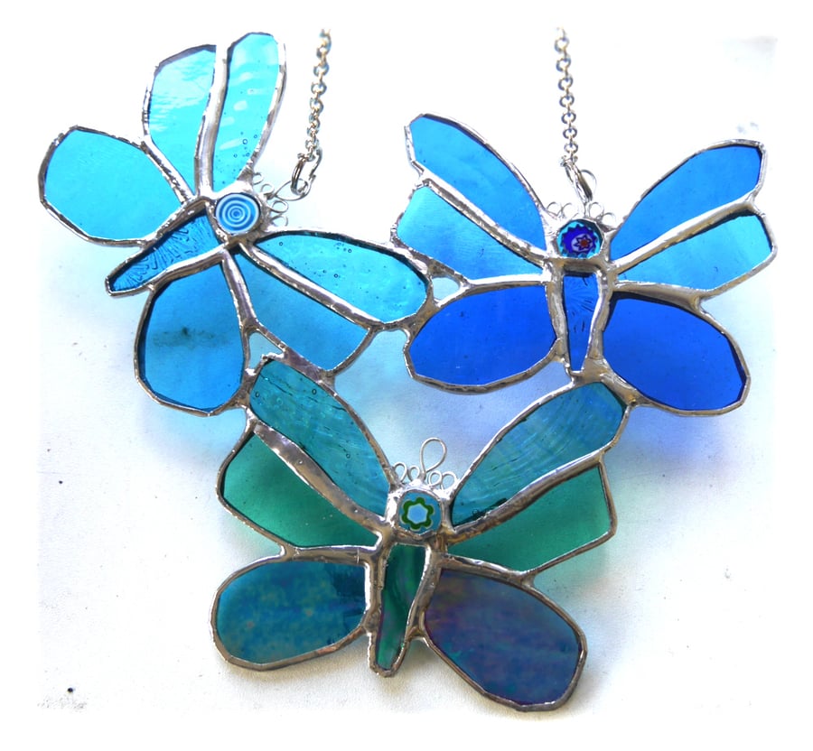 Trio of Butterflies Stained Glass Suncatcher 020