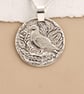 Sterling Silver Pigeon Coin Pendant Necklace Engraved Nature Jewellery Woodland 