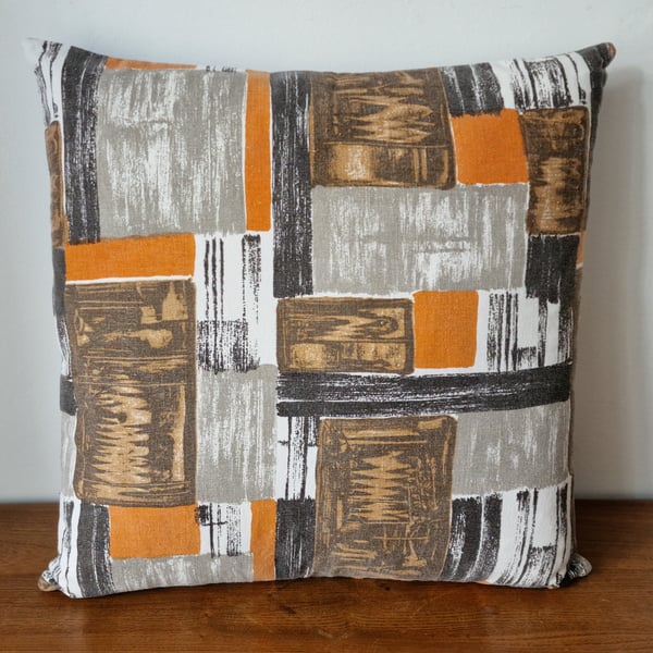 Handmade abstract cushion vintage 1950s 1960s fabric