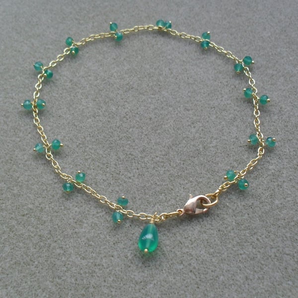 Green Onyx Gold Plated Anklet Seconds Sunday