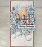 Handmade Snowman Christmas Card(25). Blue Winter Scene. - Image 6