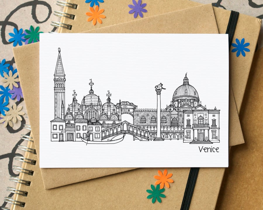 Venice Skyline Greetings Card