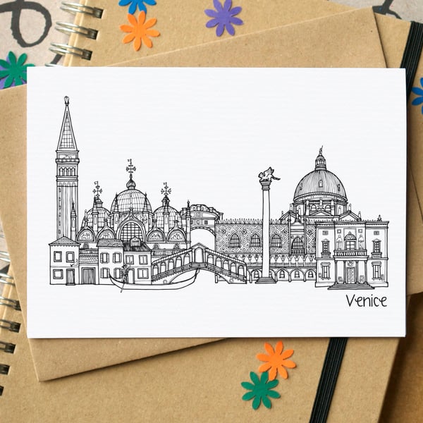 Venice Skyline Greetings Card