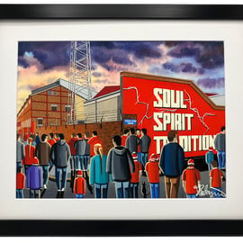 Aberdeen F.C, Pittodrie Stadium, Framed Football Art Print. 20" x 16" Frame Size