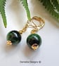 Green Tigers Eye Huggie Gold Plate Earrings - Image 5