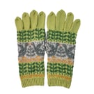 Hand knitted wool geese gloves, merino wool winter accessories fairisle gloves, 
