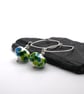 lampwork glass green and blue earrings
