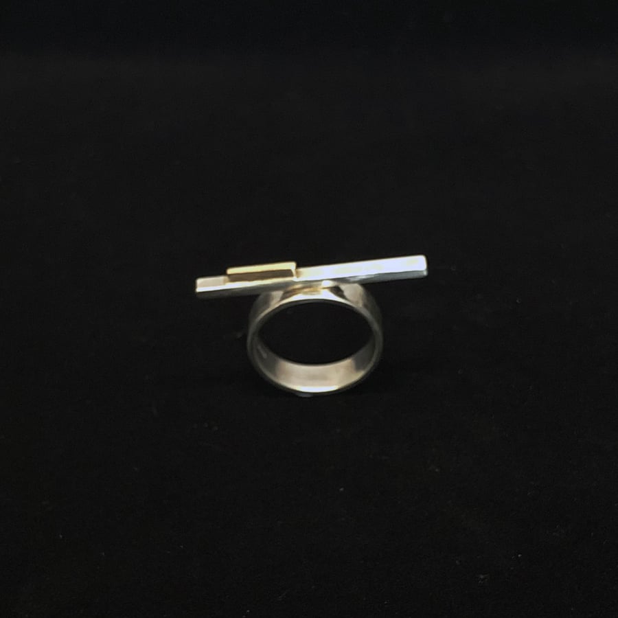 Sterling Silver & Gold Bar Ring 