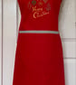 Chef Style Apron In Red Embroidered with 'Happy Christmas' and Baubles - Image 2