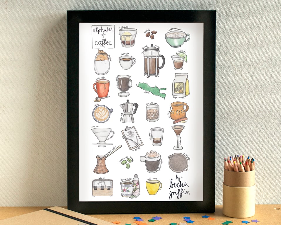 Coffee Alphabet Kitchen Art Print