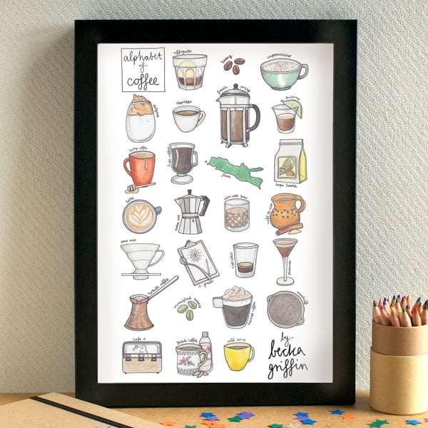 Coffee Alphabet Kitchen Art Print