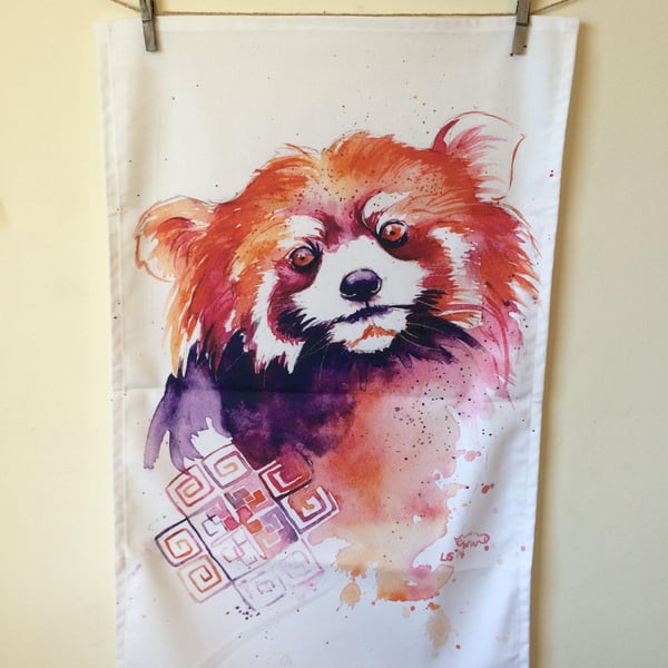 Red Panda Tea Towel