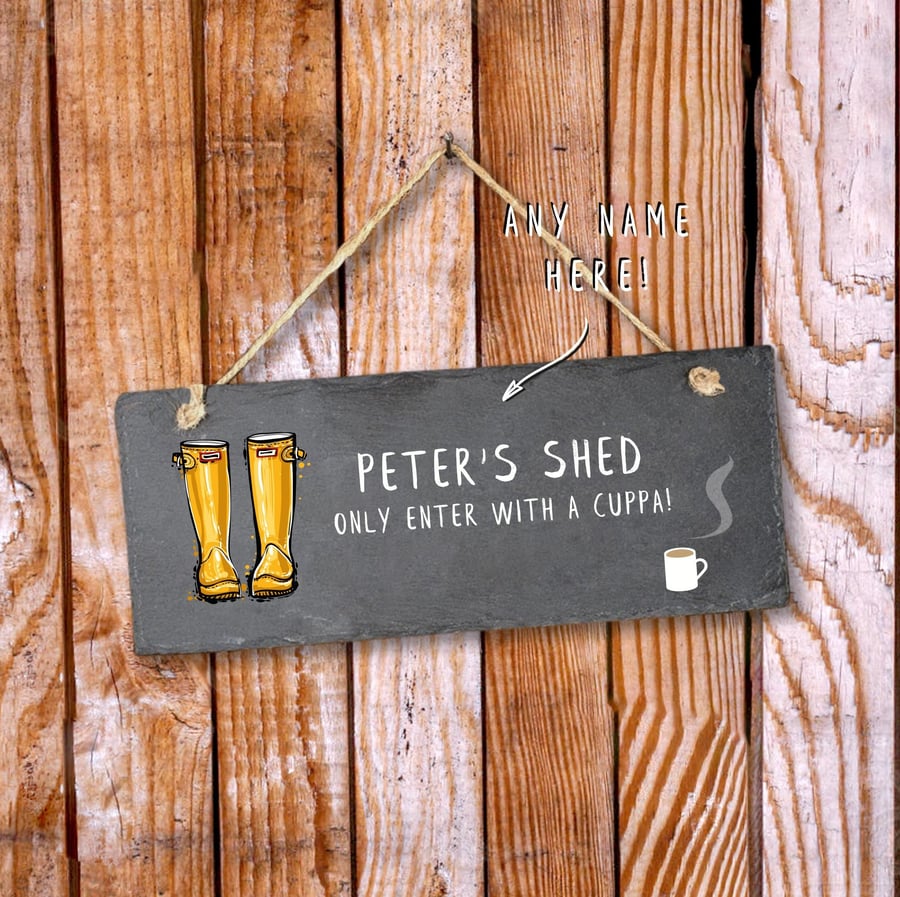 Shed Sign Personalised - Long Slate Sign