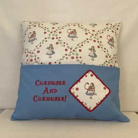 Alice Themed Embroidered Reading Book Pocket Cushion