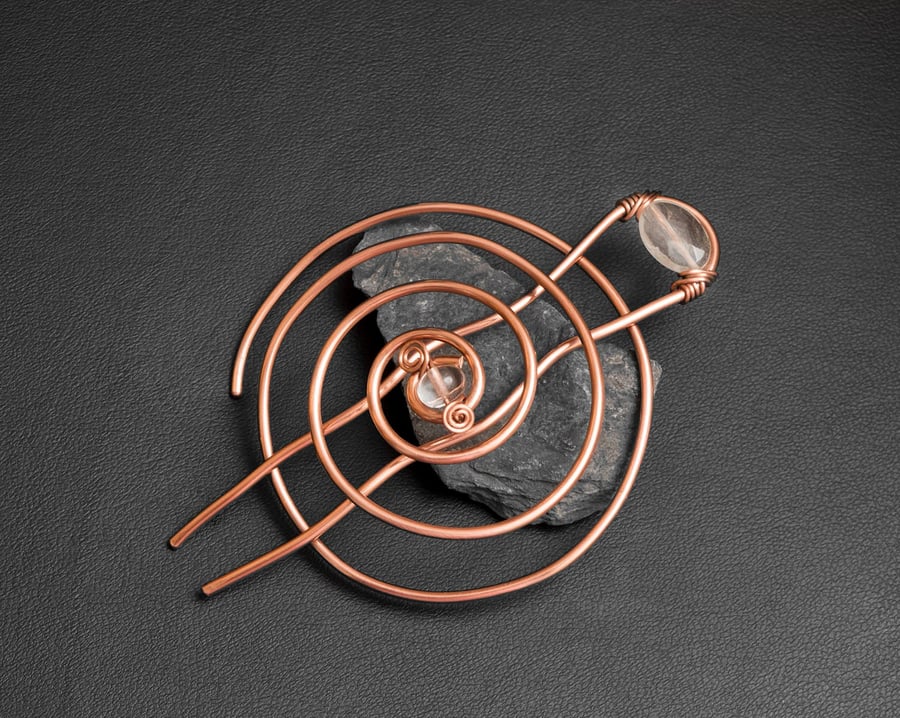 Copper Spiral bun cage ,hair bun holder,hair bun ,hair slide, copper bun holder