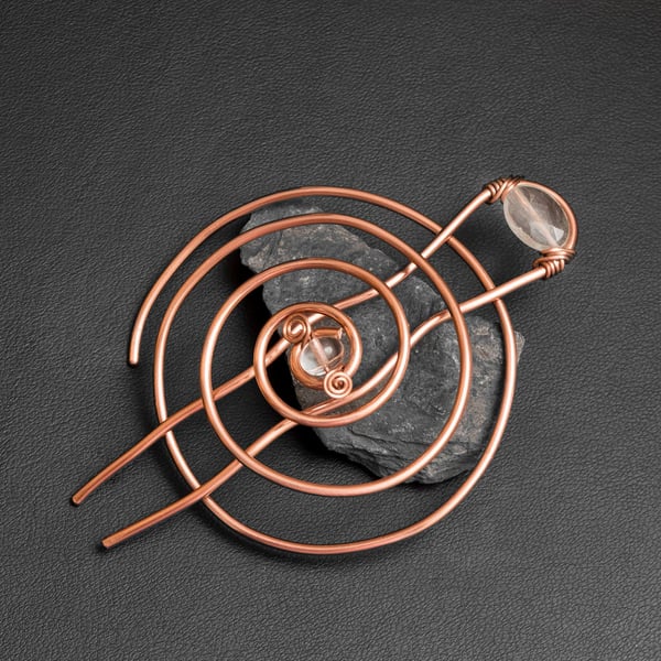 Copper Spiral bun cage ,hair bun holder,hair bun ,hair slide, copper bun holder