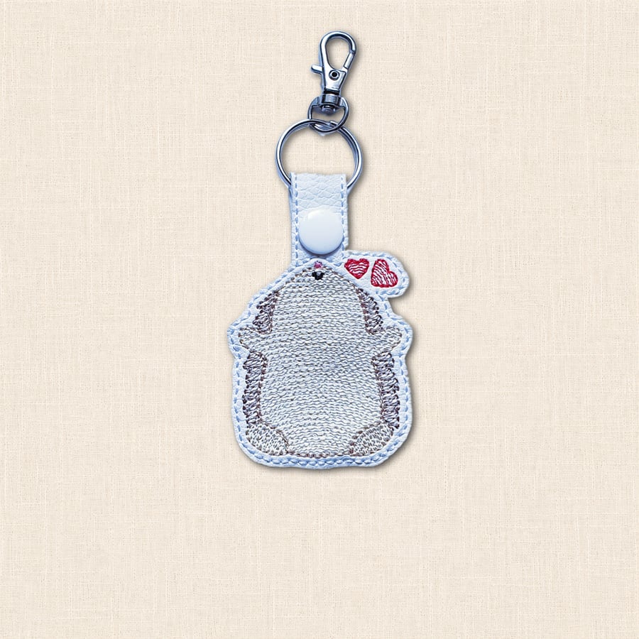 Hedgehugs Hedgehog Keyring - Embroidered Faux Leather Bag Charm