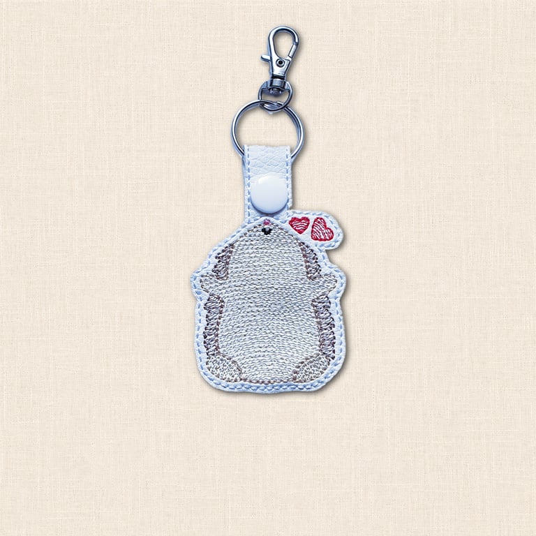 Hedgehugs Hedgehog Keyring - Embroidered Faux Leather Bag Charm