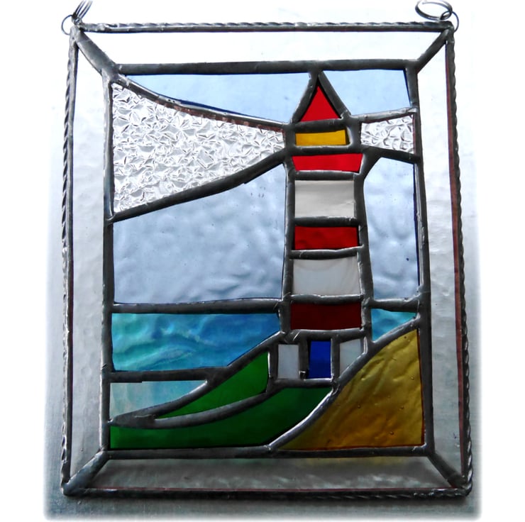 RESERVED for Eric Lighthouse Suncatcher Stained... - Folksy