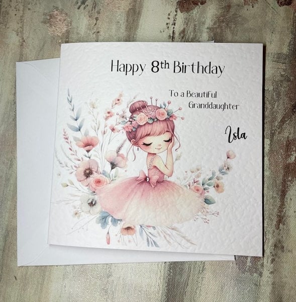 Personalised Ballerina Handmade Card for Little Girl Ballerina 