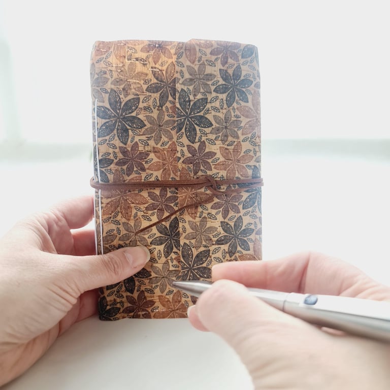 Flower Print Cork Notebook Journal