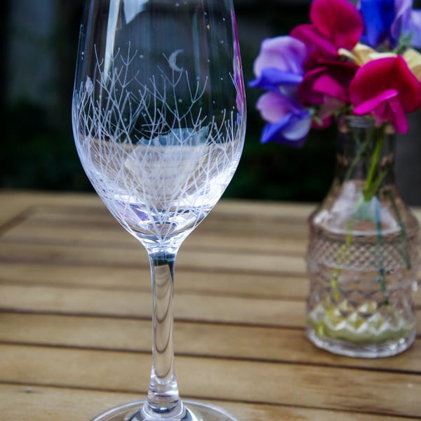 Hand Engraved Wine Glass