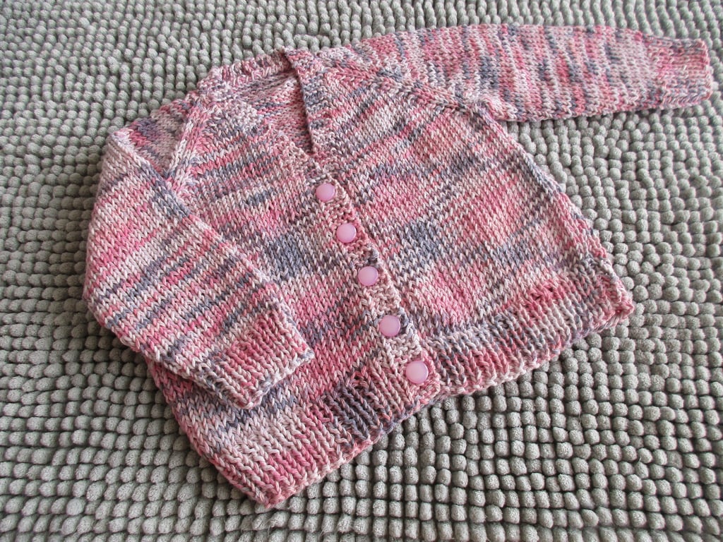 REDUCED 18" Baby Girls Cotton Mix V Neck Cardigan (Multi)