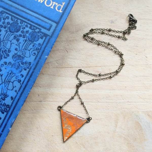 Vintage style orange and gold geometric necklace