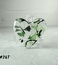 Green fused glass heart pocket hug with stand 5x4.5cm, handcrafted (247)
