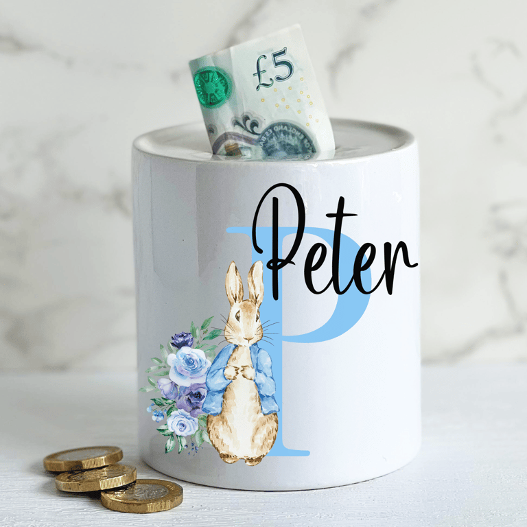Personalised Ceramic Childrens Bunny Rabbit Money Pot - Variations