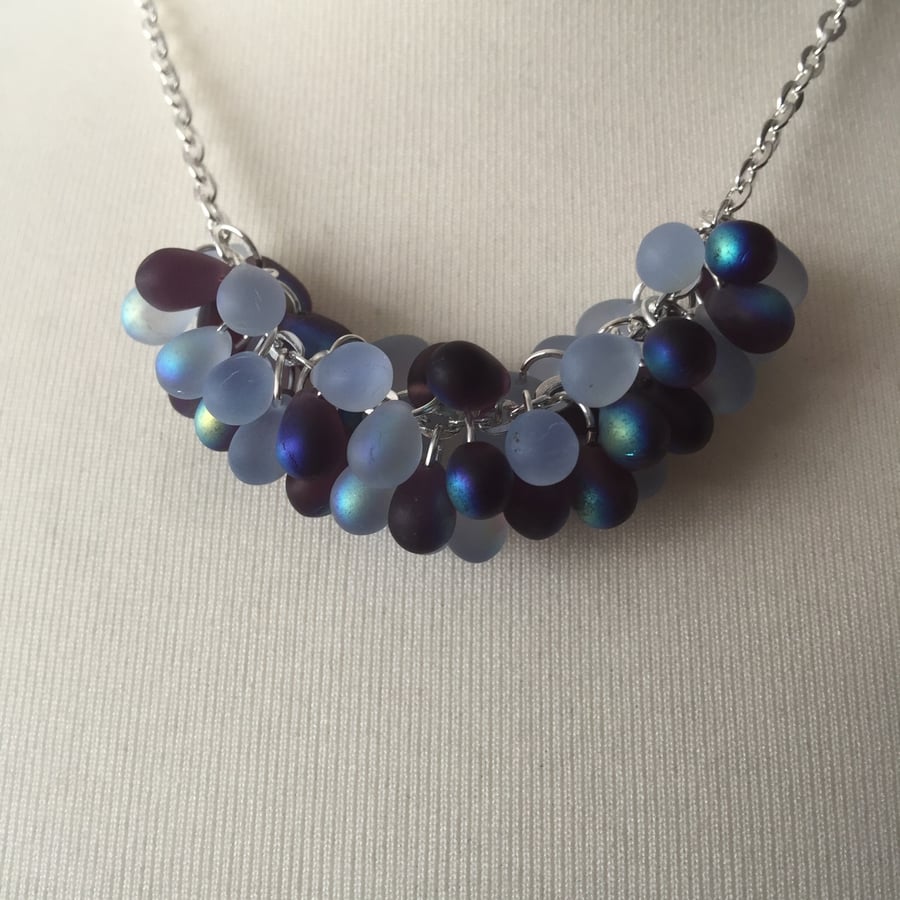 Blue droplet necklace