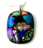 Dichroic Glass S014 Supersize Patchwork 3-layer Pendant with Silver Plated chain - Image 4