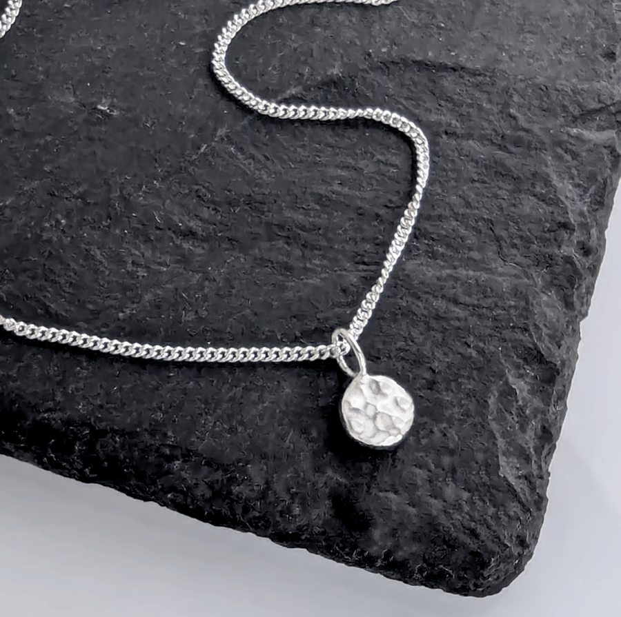 Sterling Silver Pebble Pendant, Handmade Urban  