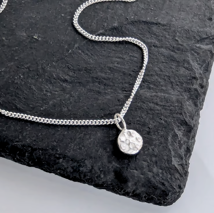 Sterling Silver Pebble Pendant, Handmade Urban  