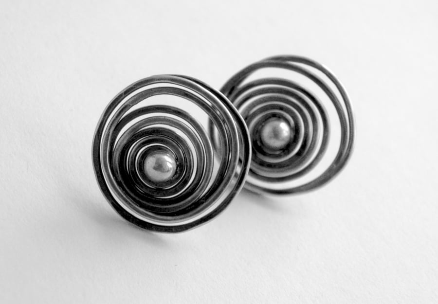 Silver Spiral Post Earrings Medium