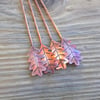 Copper oak leaf mini flame painted rustic bookmark 