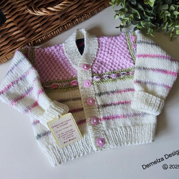 Designer Baby Girl's Hand Knitted Cardigan  3-6 months size