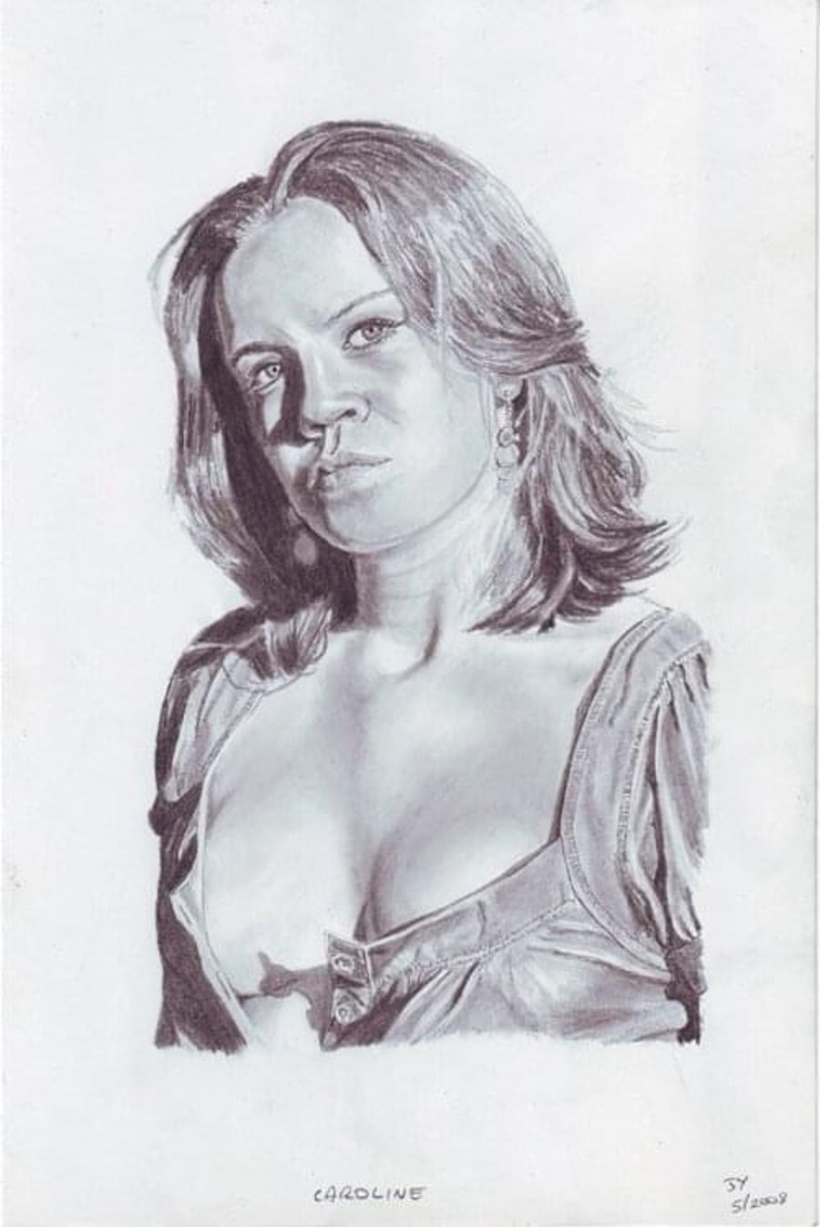 Original artwork of female in graphite pencils