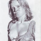 Original artwork of female in graphite pencils