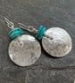 Large round silver and bright turquoise earrings  - Image 8