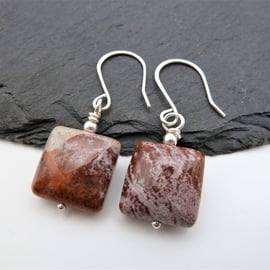 sterling silver earrings, jasper 