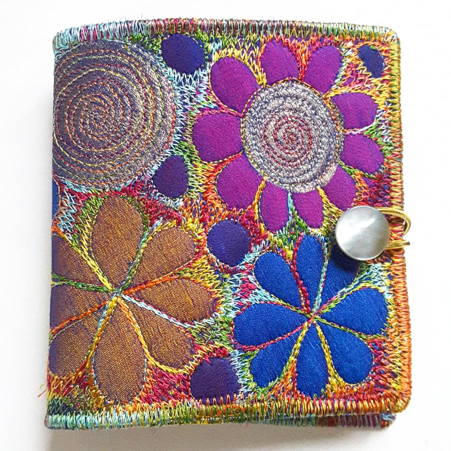 Sewing Needle Case with Free Machine Embroidery in a Botanical Theme