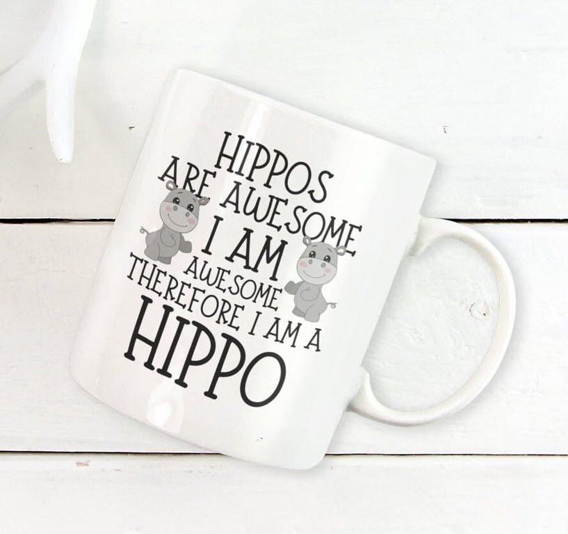 Awesome Hippo Personalised Mug, customised Tea cup, Customised Coffee Cup, Gift 