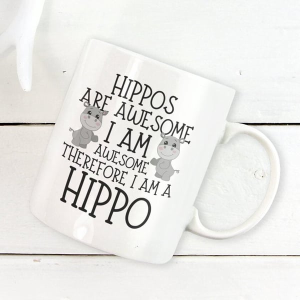 Awesome Hippo Personalised Mug, customised Tea cup, Customised Coffee Cup, Gift 