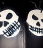 Set of 2 Handmade Ceramic Skull Halloween Decorations – White & Black Gothic