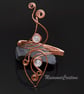 Crackled quartz UpperArm cuff-Arm bracelet-copper arm cuff,leaf design  - Image 3