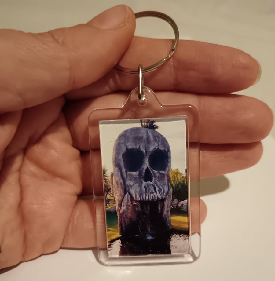 Gothic skull themed photography rectangular keyring